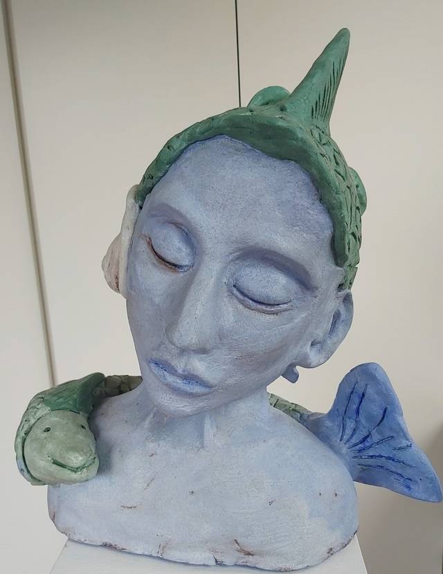 Element Wasser – Astrid Schreyer – Unikat, Plastik wetterfest, Beton eingefärbt und lasiert
