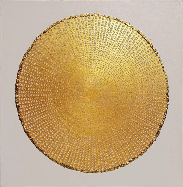 Goldsonne cremefarben – Iris Thura Stehlin – Acryl, Strukturmaterialien