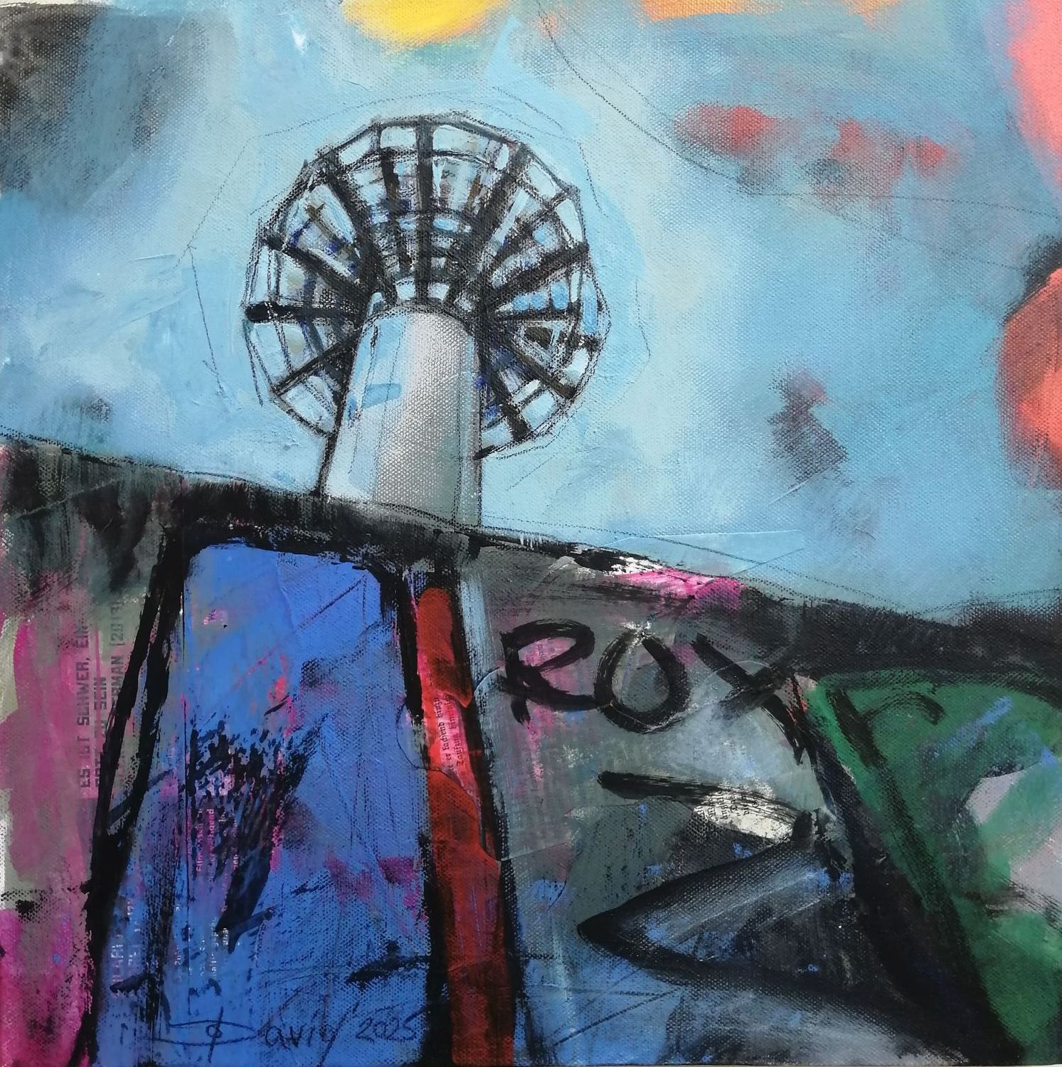 Fernmeldeturm LD – Olga David – Mischtechnik auf Leinwand
