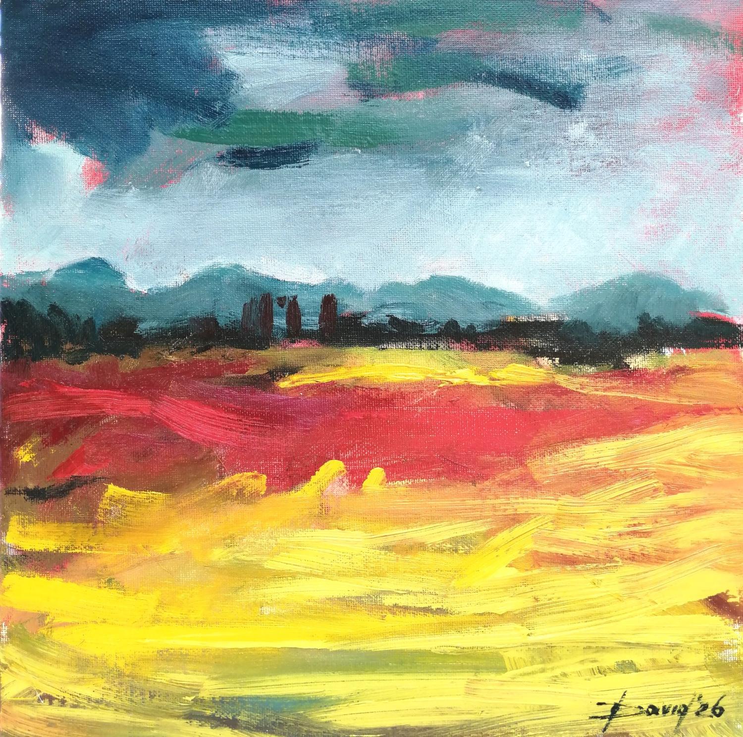Rapsfelder in Hochstadt bei Landau - 2 – Olga David – Öl auf Leinwandboard
