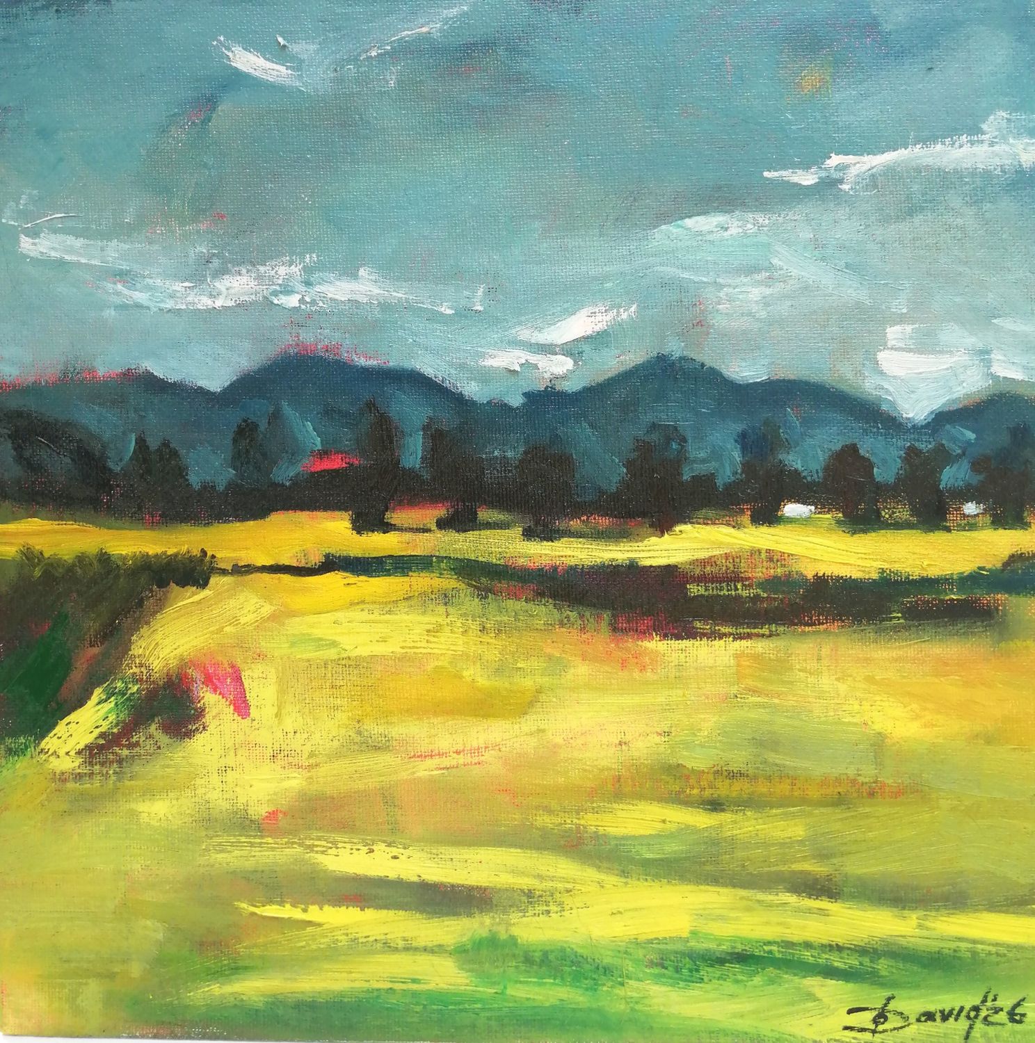 Rapsfelder in Hochstadt bei Landau - 3 – Olga David – Öl auf Leinwandboard