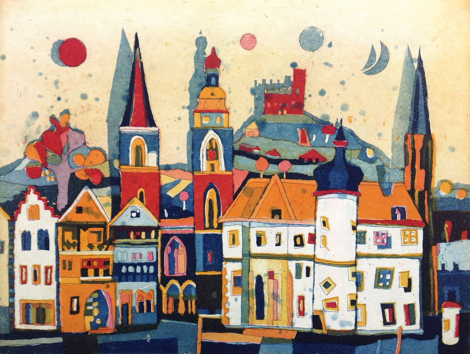 Neustadt an der Weinstraße – Gerhard Hofmann – Farbradierung