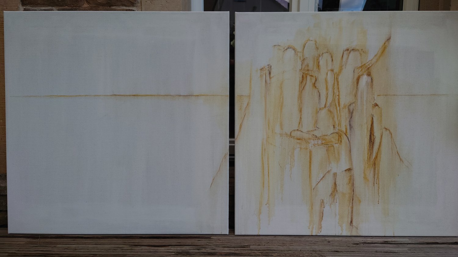 "Waiting for the Sun" , Diptychon – Holger Kratz – Öl auf Leinwand