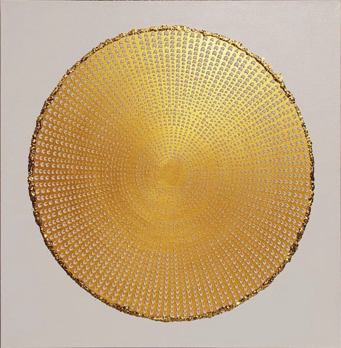 Goldsonne cremefarben – Iris Thura Stehlin – Acryl, Strukturmaterialien