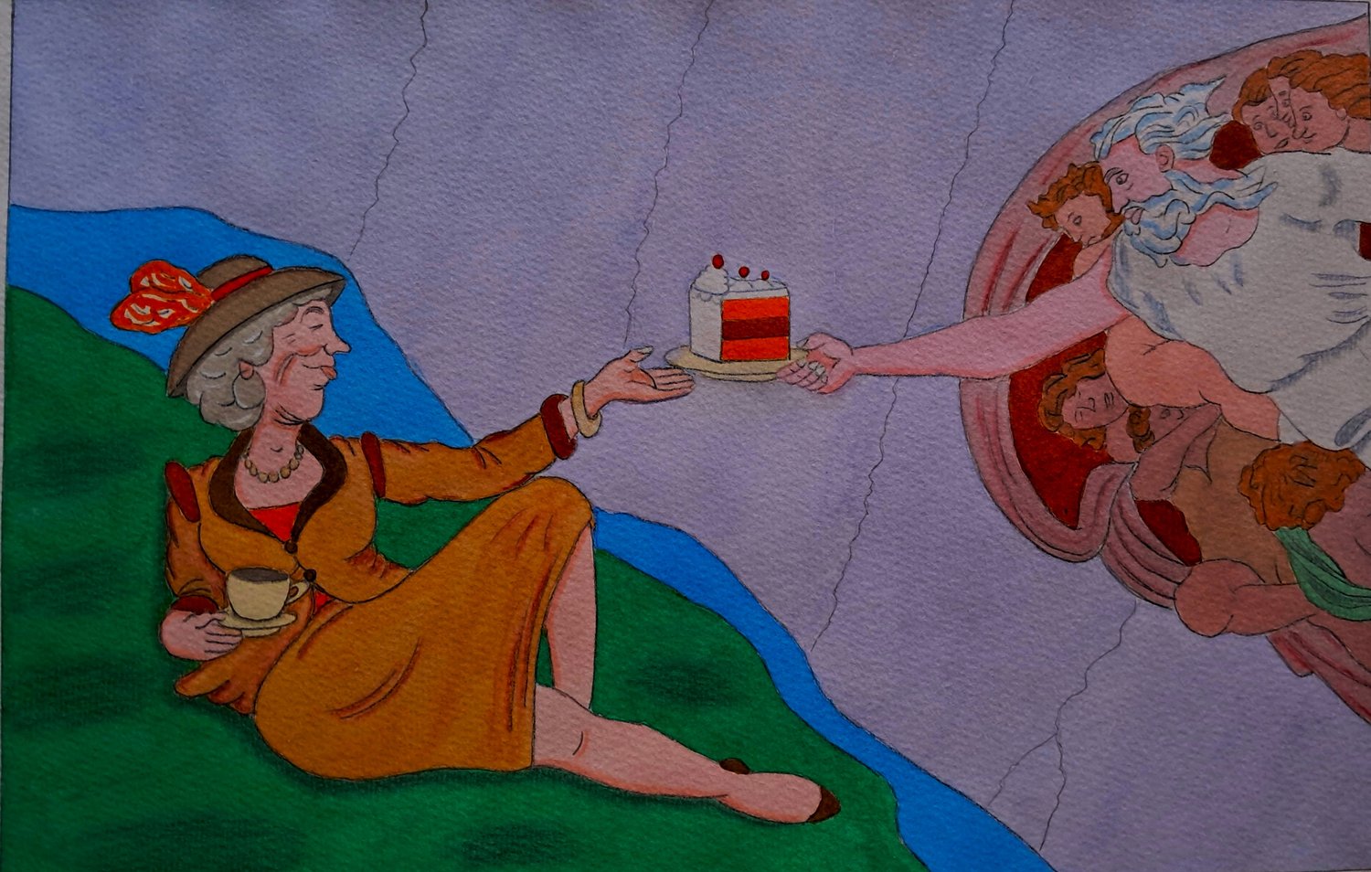 Die Erschaffung von Tante Erna – Wolfgang Vester – Aquarell