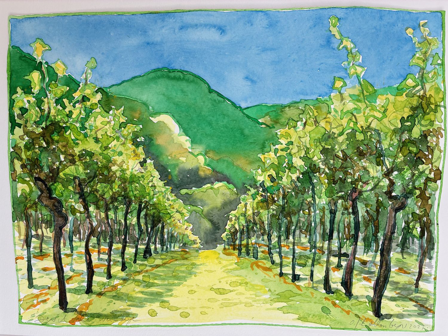 Durch die Weinberge – Oliver Schollenberger – Aquarell