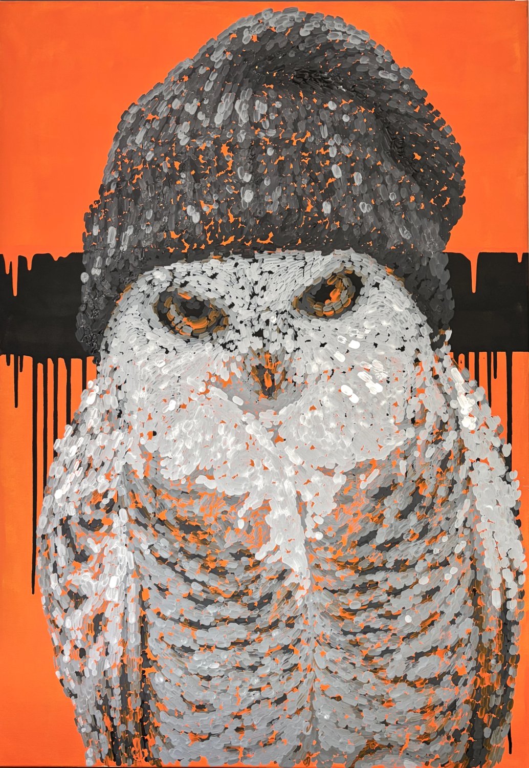Beanie Owl - Creep – Mika Van Dot – Acryl auf Leinwand