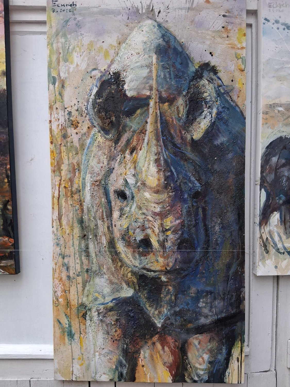 Nashorn – Martin Eckrich – Mischtechnik auf Leinwand