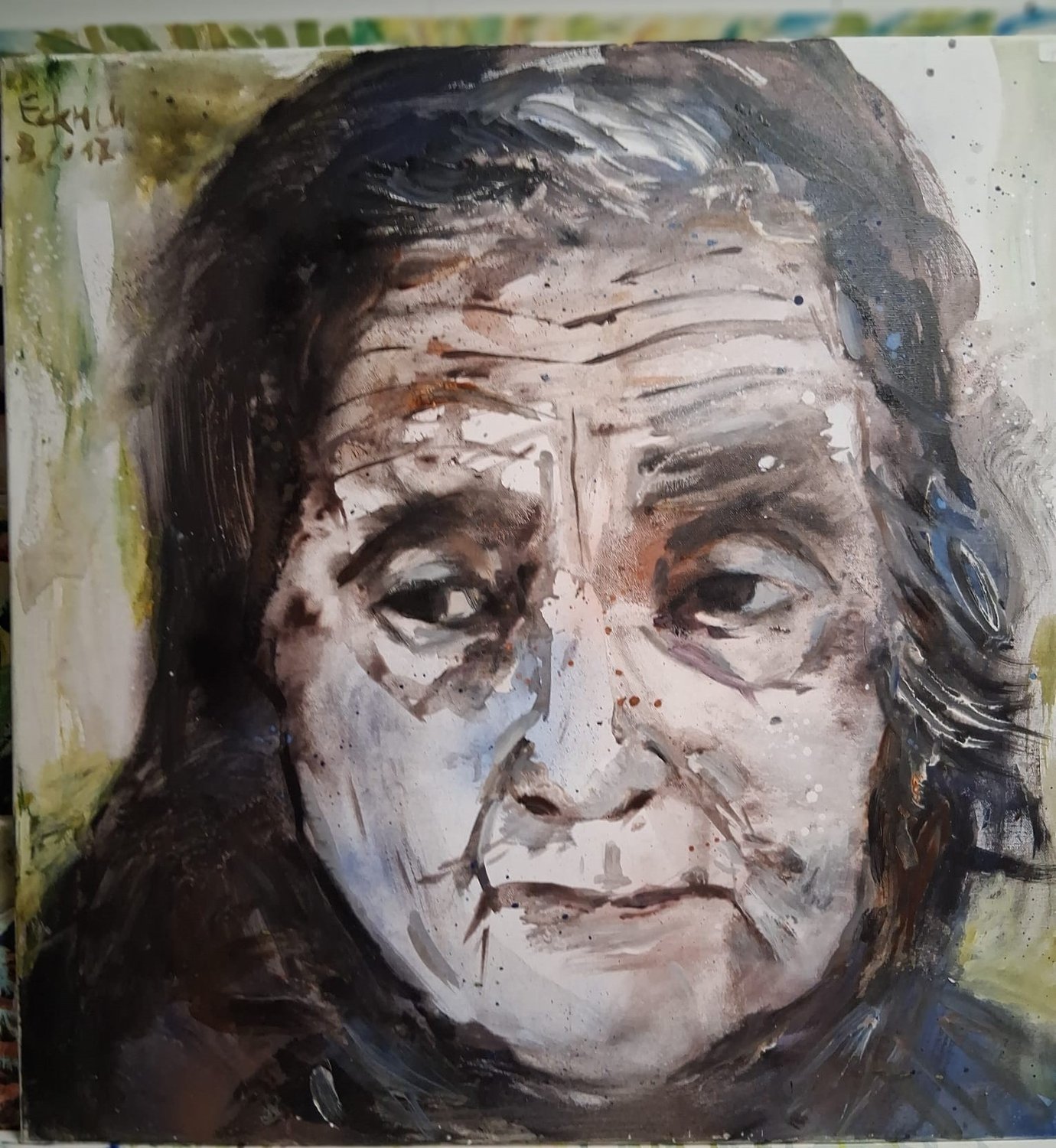 Alte Frau – Martin Eckrich – Mischtechnik auf Leinwand