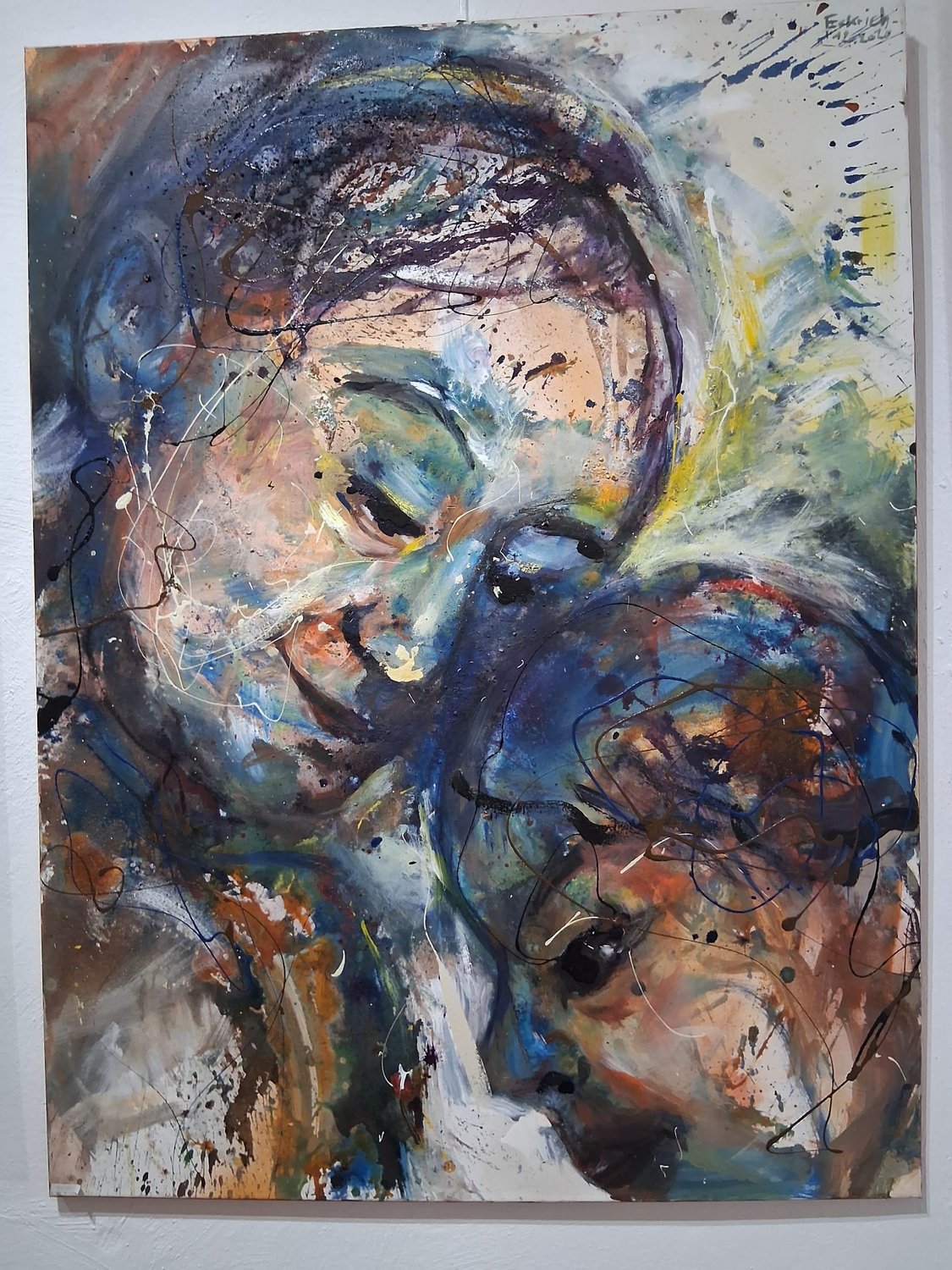 Vater mit Sohn – Martin Eckrich – Mischtechnik auf Leinwand
