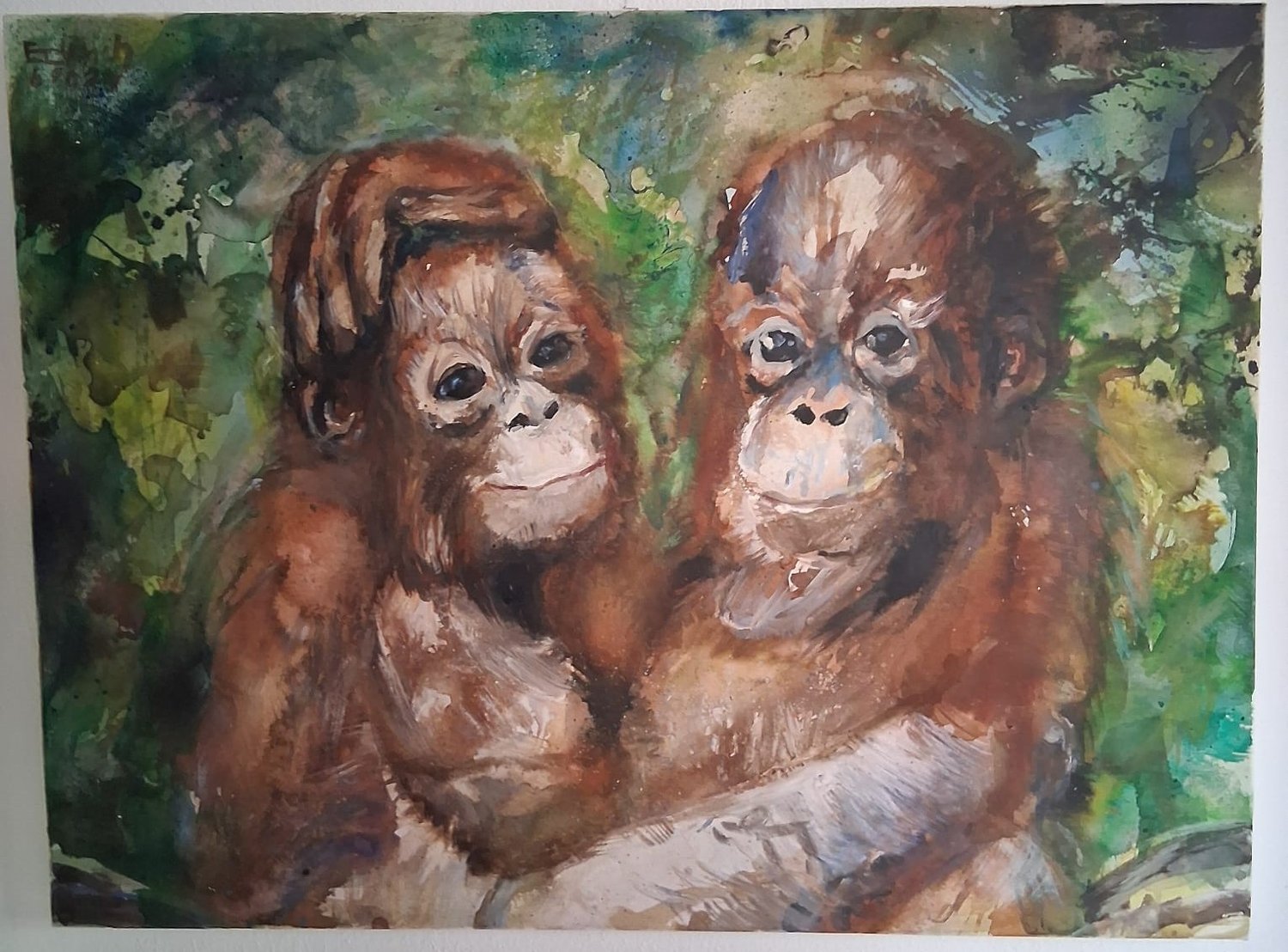 Orang-Utan Paar – Martin Eckrich – Mischtechnik auf Leinwand
