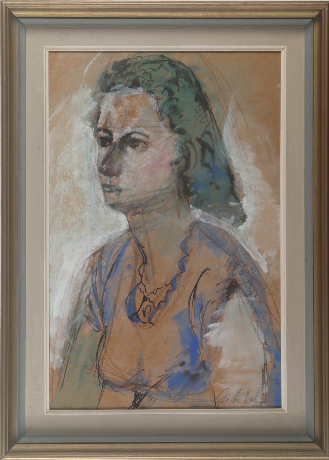 Frauenportrait "Elsa" – Gösta Bohm – Mischtechnik