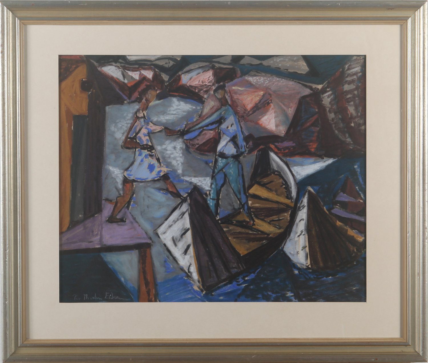 Kubistische Figurenszene – Per Thorlin-Erikson – Gouache