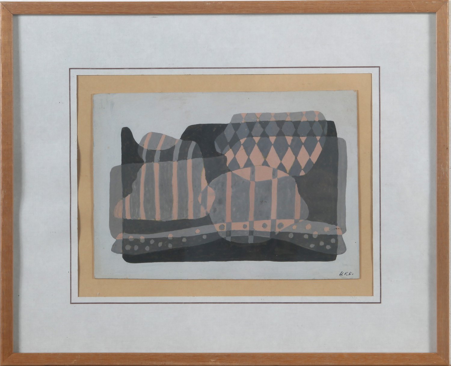 Abstrakt in Grau und Rosa – Heinz F. Kirchner – Gouache