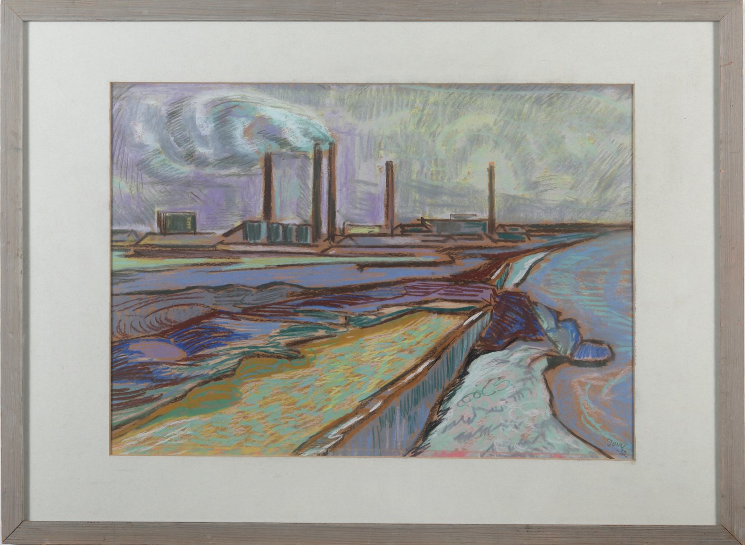 Industrie am Fluß – Gunnar Jonn – Pastell