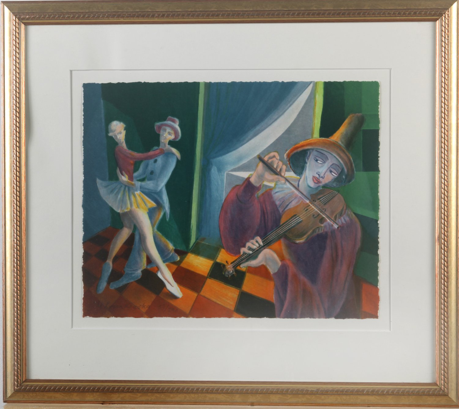 Spielmann und tanzendes Paar – Magdalena Kossakowska – Lithographie 53/290