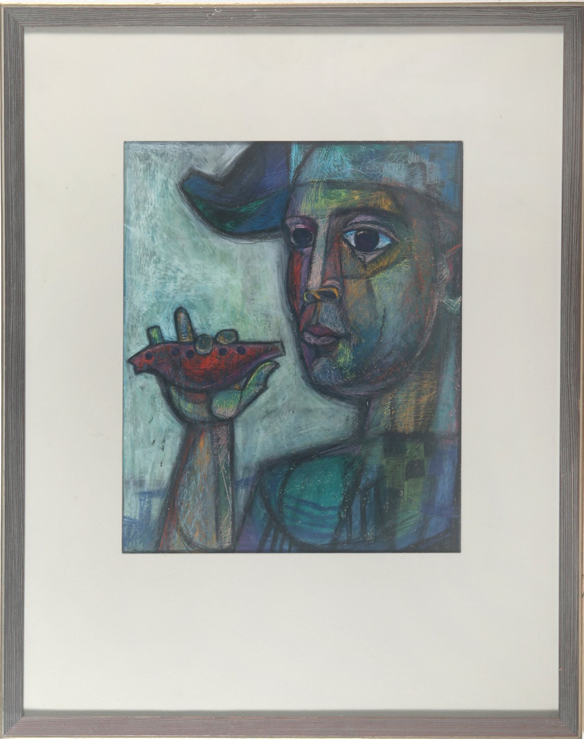 Portrait: Junge mit Okarina – Hans Blomquist – Wachskreide