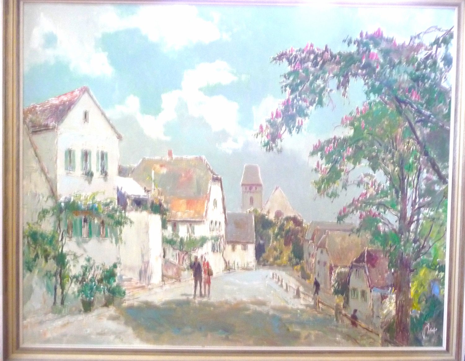 Karl Graf, 1902 Rothenburg o.T. - 1986 Speyer, "Gleisweiler" – Matthias Möndel – Öl auf Malkarton
