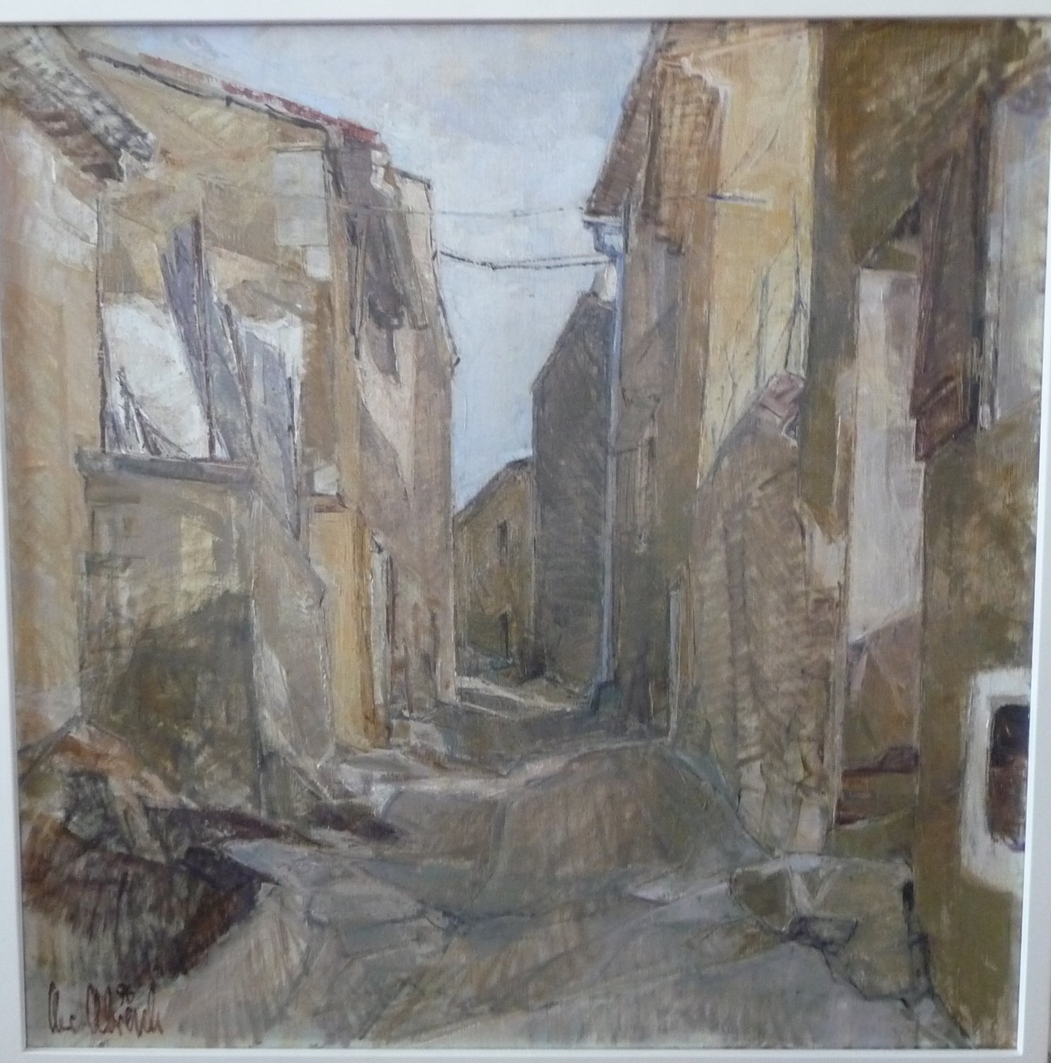 Christel Abresch, 1931 Sulzbach - 2011 Neustadt/Weinstr. " Straßenszene" – Matthias Möndel – Öl auf Leinwand