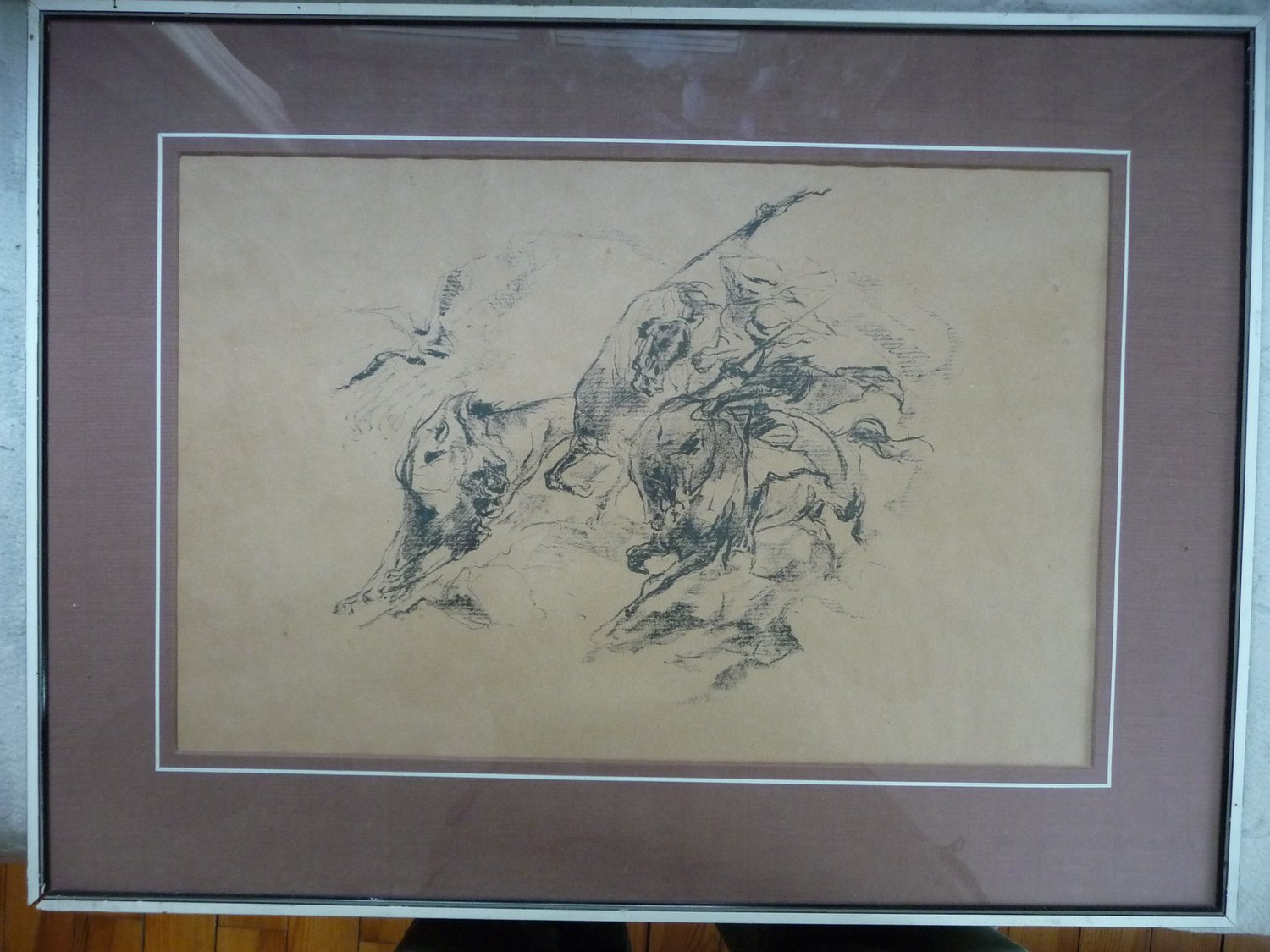 "Beduinen im Kampf mit einem Löwen" – Otto Dill – original Lithographie
