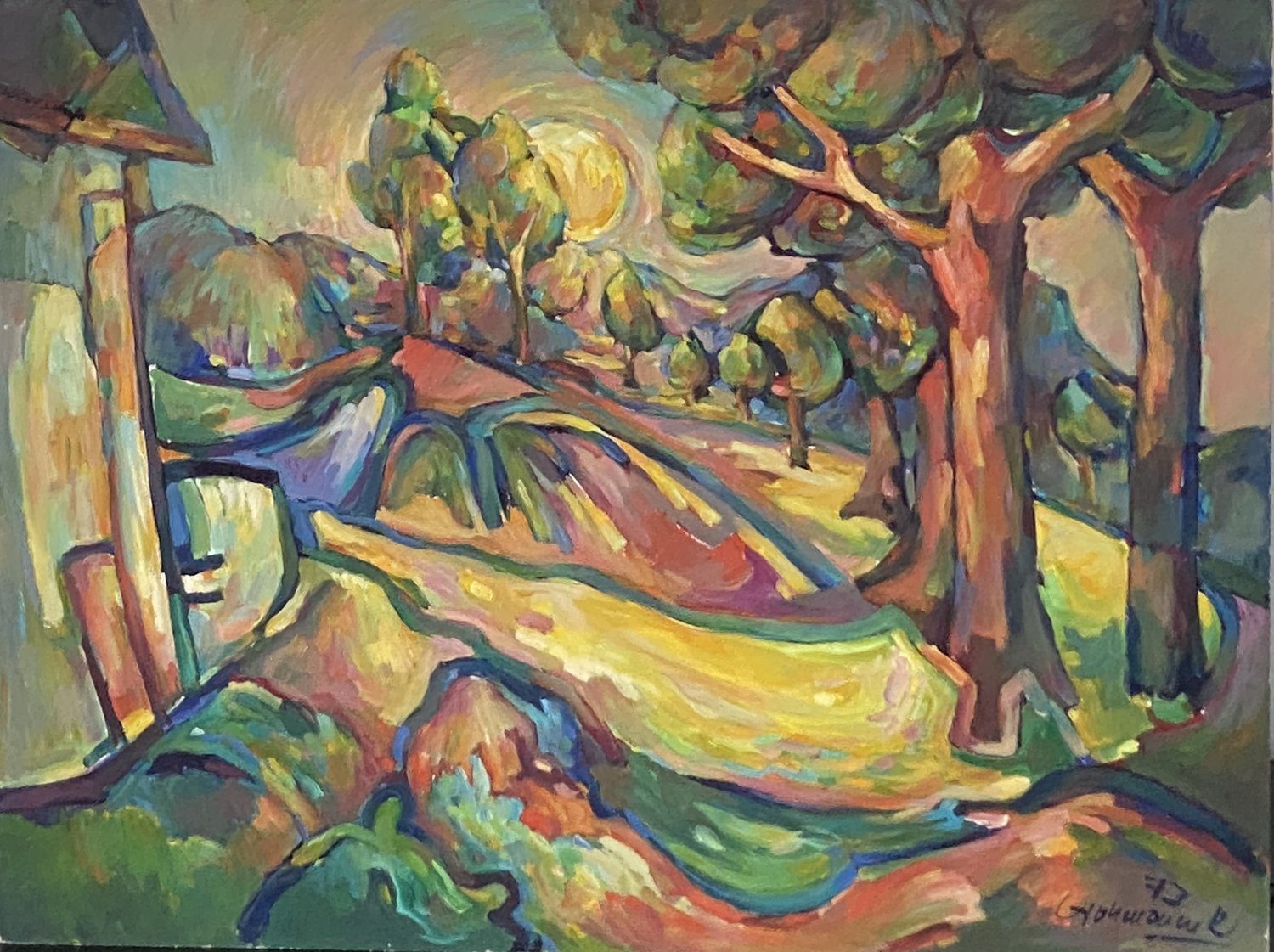 Bäume im Garten – Rolf Grohmann – Öl auf Karton
