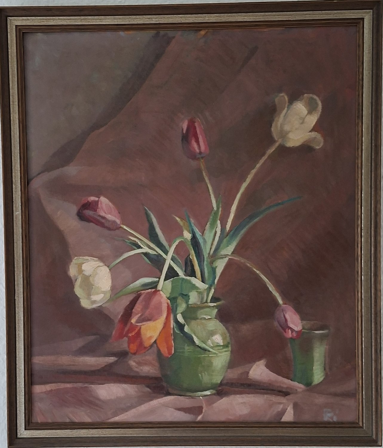 Tulpen in Vase – Diether Ritzert – Öl auf Hartfaserplatte